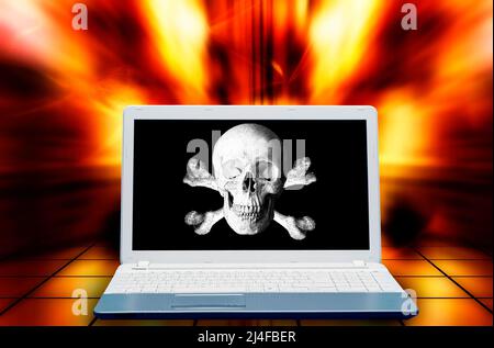 cybercrime and deadly cyber attack concept Stock Photo