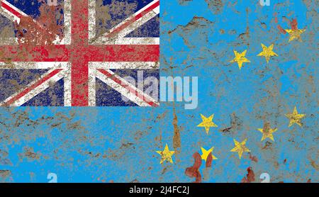 Tuvalu flag on a damaged old concrete wall surface Stock Photo