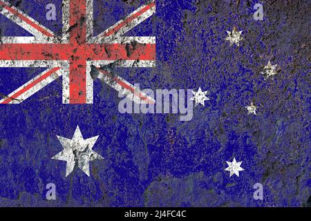 Australia flag painted on a distressed old concrete wall surface Stock Photo