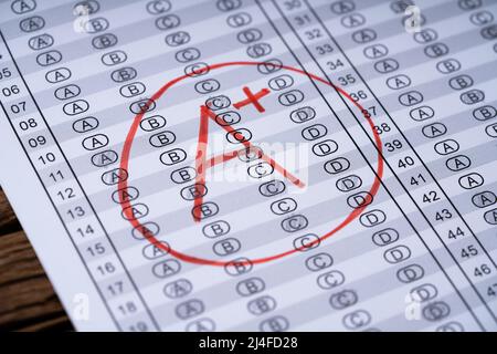 Student Exam Test. School Performance Grade Mark Stock Photo