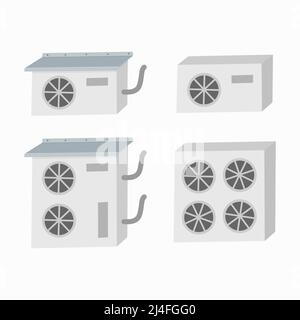 air conditioner set cartoon style vector flat illustration Stock Vector