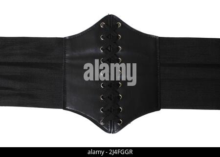 Black Corset Belt Isolated on White Background Stock Photo