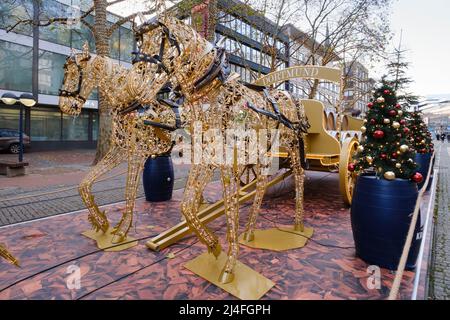 Train decoration at the Christmas market at Dortmund, North Rhine-Westphalia, Germany, Europe Stock Photo