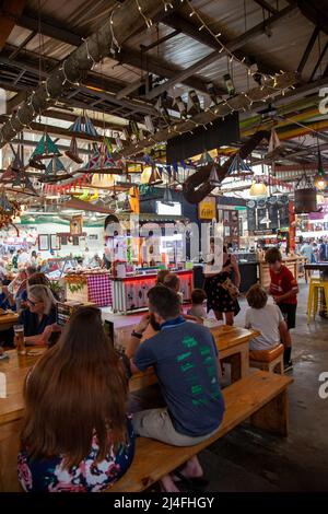 Food Court at  Bay Harbour Market in Hout Bay , Cape Town - South Africa Stock Photo