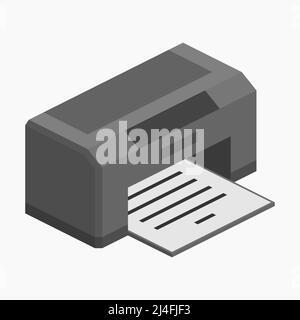 isometric home printer icon simple vector flat illustration Stock Vector