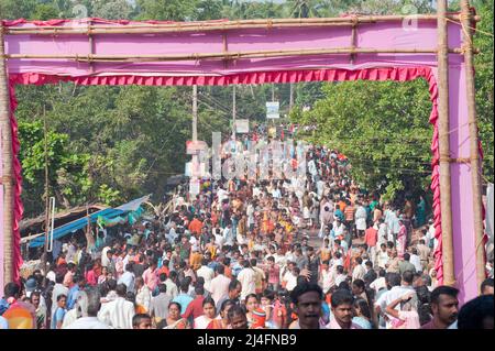 People take part in procession on the time of Thaipusam Festival in state Kerala India 01 30 2010 Stock Photo