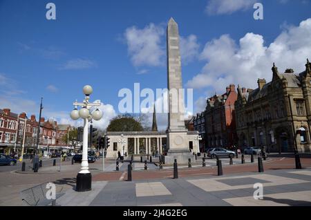 Lord Street, the main shopping street in Southport, Merseyside Stock Photo