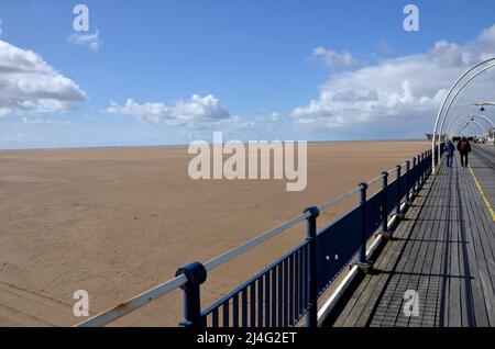 Southport Pier in Merseyside. At 1,000 metres it is the second longest in Great Britain. Stock Photo
