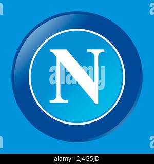 Naples, Italy, April 2022 - Napoli SSC Football Club brand logo on the light blue color, illustration Stock Photo