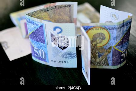 image of a denar macedonian curency , banknote Stock Photo