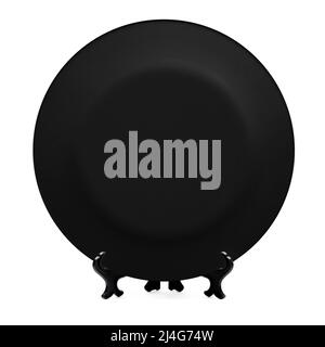 Black plate on white background Stock Photo
