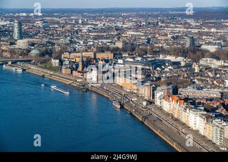 View over the city centre of Düsseldorf, Altstadtufer, of NRW, Germany, Stock Photo