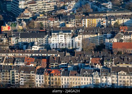 View over the city centre of Düsseldorf, residential area in the district Friedrichstadt, NRW, Germany, Stock Photo