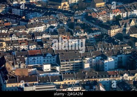 View over the city centre of Düsseldorf, residential area in the district Friedrichstadt, NRW, Germany, Stock Photo