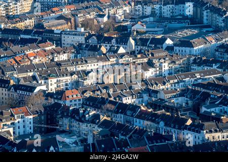 View over the city centre of Düsseldorf, residential area in the district Friedrichstadt, NRW, Germany, Stock Photo