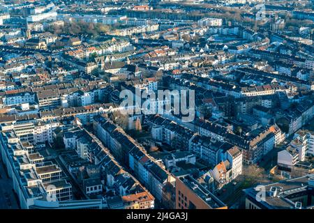 View over the city centre of Düsseldorf, residential area in the district Friedrichstadt, NRW, Germany, Stock Photo