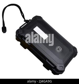 Protective Waterproof Black Case Isolated on White Background Stock Photo