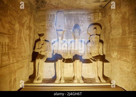 Inside the Great Temple of Ramesses II at Abu Simbel Stock Photo