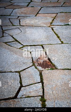 background or texture paving with sawn granite stones Stock Photo