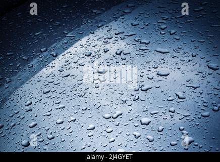 background or texture raindrops on a metallic paint sheet Stock Photo