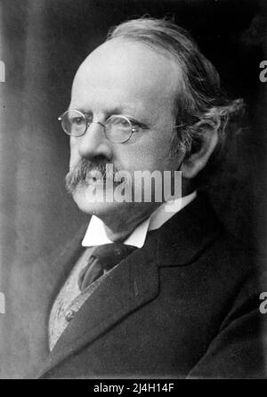 Sir J.J. Thomson, Sir Joseph John Thomson (1856 – 1940) British physicist and Nobel Laureate in Physics, credited with the discovery of the electron, the first subatomic particle to be discovered. Stock Photo