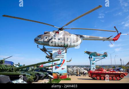 KAMENSK-SHAKHTINSKY, RUSSIA - OCTOBER 04, 2021: Mi-8, Soviet/Russian multi-purpose helicopter in the exposition of Patriot Park. Kamensk-Shakhtinsky, Stock Photo