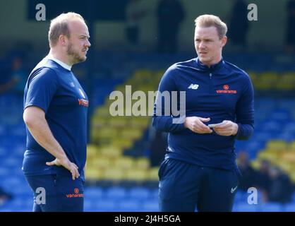 Southend, UK. 15th Apr, 2022. SOUTHEND, ENGLAND - APRIL 15: Stuart Maynard manager of Wealdstone during National League between Southend United and Wealdstone at Roots Hall Stadium, Southend on Seas, UK on 15th April, 2022 Credit: Action Foto Sport/Alamy Live News Stock Photo