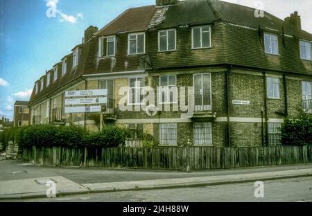 Archive photograph of Anchor House housing association flats in Newham, prior to rehabilitation.  Scan of original film from July 1978. Stock Photo