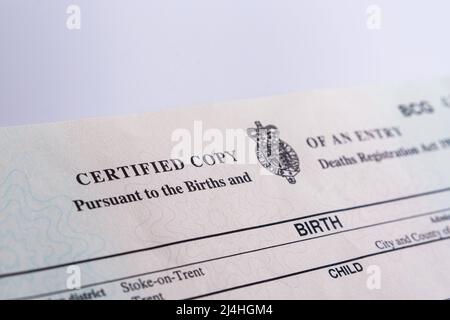 Birth certificate uk hi-res stock photography and images - Alamy