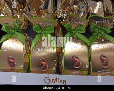 Guylian Easter eggs for sale in a store. Stock Photo