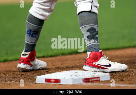 Cleveland Guardians' Josh Naylor looks on during the second inning of a  baseball game against the Miami Marlins, Sunday, April 23, 2023, in  Cleveland. (AP Photo/Nick Cammett Stock Photo - Alamy