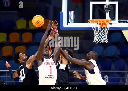 Cairo, Egypt. 15th Apr, 2022. Players compete during the match between Cobra Sport of South Sudan and Cape Town Tigers of South Africa at the 2022 Basketball Africa League (BAL) in Cairo, Egypt, April 15, 2022. Credit: Ahmed Gomaa/Xinhua/Alamy Live News Stock Photo