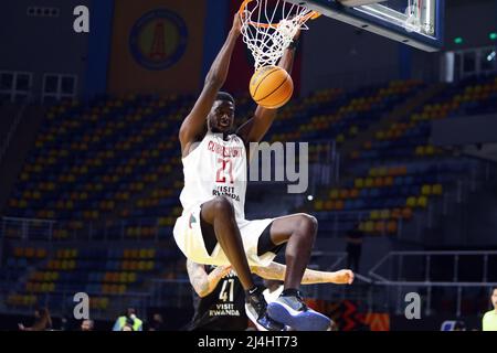Cairo, Egypt. 15th Apr, 2022. Leon Hampton of Cobra Sport dunks during the match between Cobra Sport of South Sudan and Cape Town Tigers of South Africa at the 2022 Basketball Africa League (BAL) in Cairo, Egypt, April 15, 2022. Credit: Ahmed Gomaa/Xinhua/Alamy Live News Stock Photo