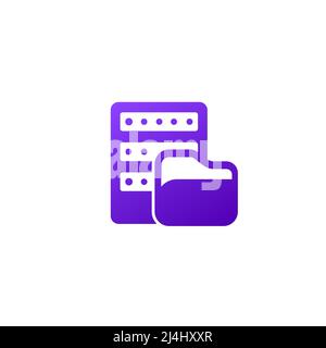 folder and server icon on white Stock Vector