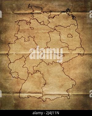 some very old grunge map of germany with flag on map of europe Stock ...