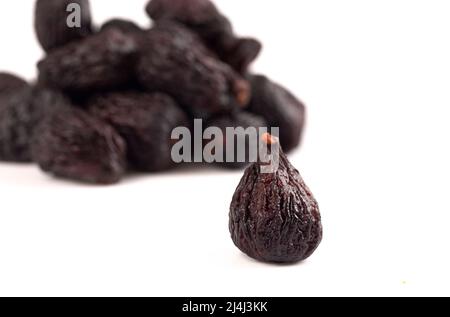 Dried Mission Figs on a White Background Stock Photo