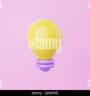 Minimalism light bulb with a blink on pink background. Object and creative idea symbol concept. 3D illustration rendering Stock Photo