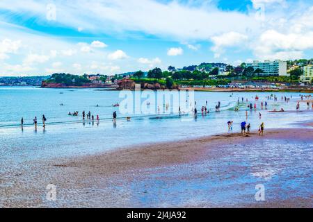 The beach of seaside town of Torquay on the English Riviera in Devon England UK Stock Photo