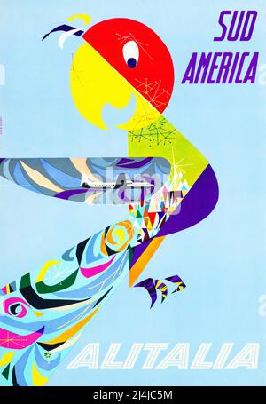 Poster Vintage Alitalia – Haute Qualité 60x90 Cm, Décoration Aviation Rétro