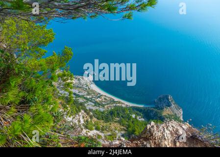 Spiaggia delle Due Sorelle beach at Monte Conero natural park in Italy. Stock Photo