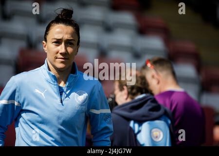 London, UK. 16th Apr, 2022. Lucy Bronze (20 Manchester City) prior to the Vitality Womens FA Cup Semi Final game between West Ham and Manchester City at Chigwell Construction Stadium in London, England. Liam Asman/SPP Credit: SPP Sport Press Photo. /Alamy Live News Stock Photo