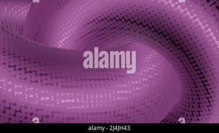 Abstract pink twisting and moving 3D shapes resembling snake. Design. Thick rings with its surface covered by shiny scale. Stock Photo