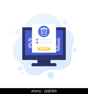 Trash bin in computer, delete files vector icon Stock Vector