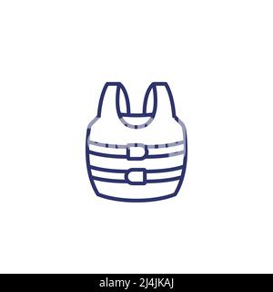 life jacket line icon on white Stock Vector