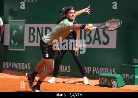 Stefanos Tsitsipas of Greece during the Rolex Monte-Carlo Masters 2022, ATP Masters 1000 tennis tournament on April 15, 2022 at Monte-Carlo Country Club in Roquebrune-Cap-Martin, France - Photo: Laurent Lairys/DPPI/LiveMedia Stock Photo