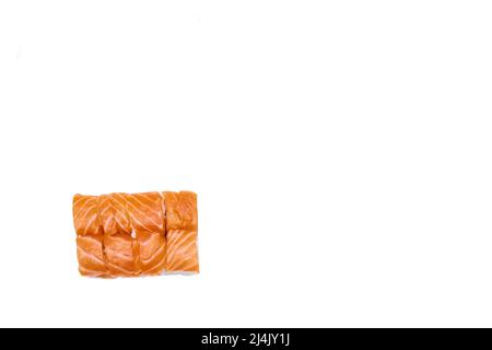Fresh sushi rolls with red fish isolated on white background Stock Photo