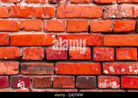 Old and grunge red brick wall texture close-up and high detailed background Stock Photo