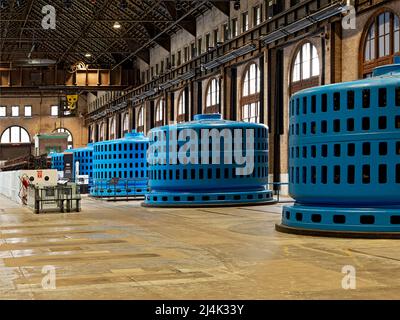 Canada, Ontario, Niagara Falls, Interior of the first major hydro electric power plant in Niagara Falls completed in 1905, is now a interactive museum Stock Photo