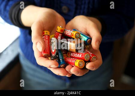 Batteries being held in Chichester, West Sussex, UK. Stock Photo