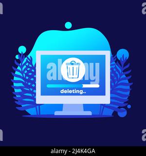 deleting files in a computer vector icon Stock Vector